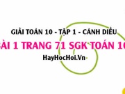 Giải bài 1 trang 71 Toán 10 Tập 1 SGK Cánh Diều